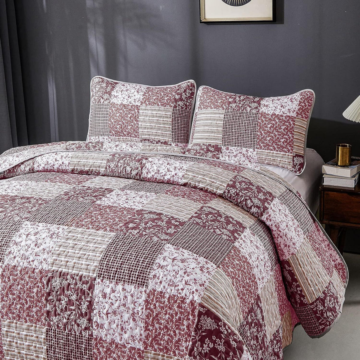 Pink Boho Floralia Patchwork Coverlet Bedspread Set
