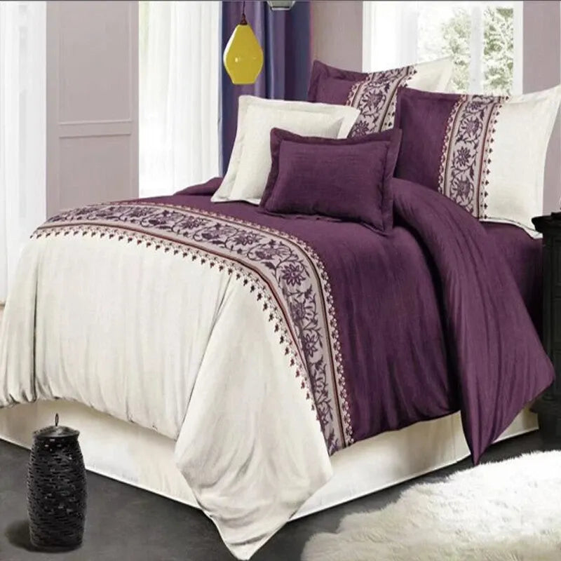 Plum Fiore Border Elegance Quilt / Doona / Duvet Cover set