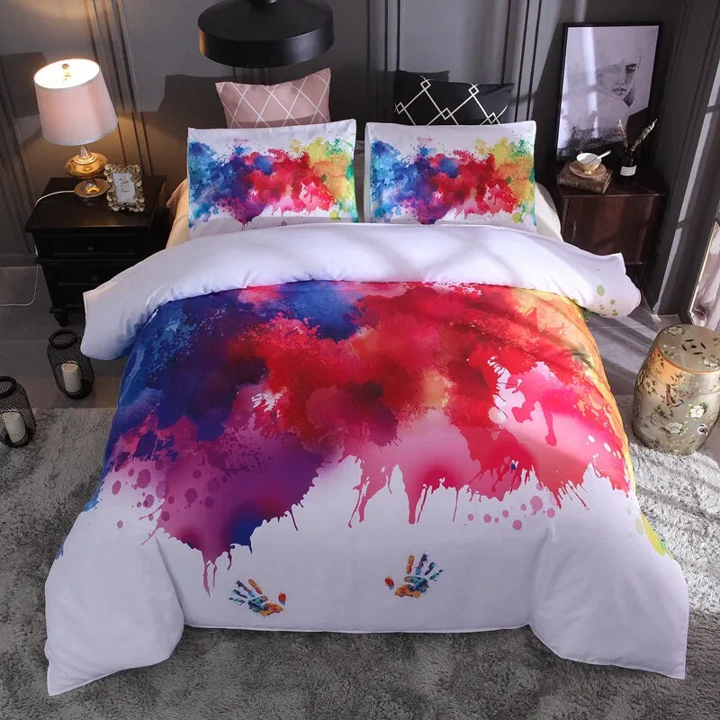Bianco Watercolour Splash Canvas Quilt / Doona / Duvet Cover set