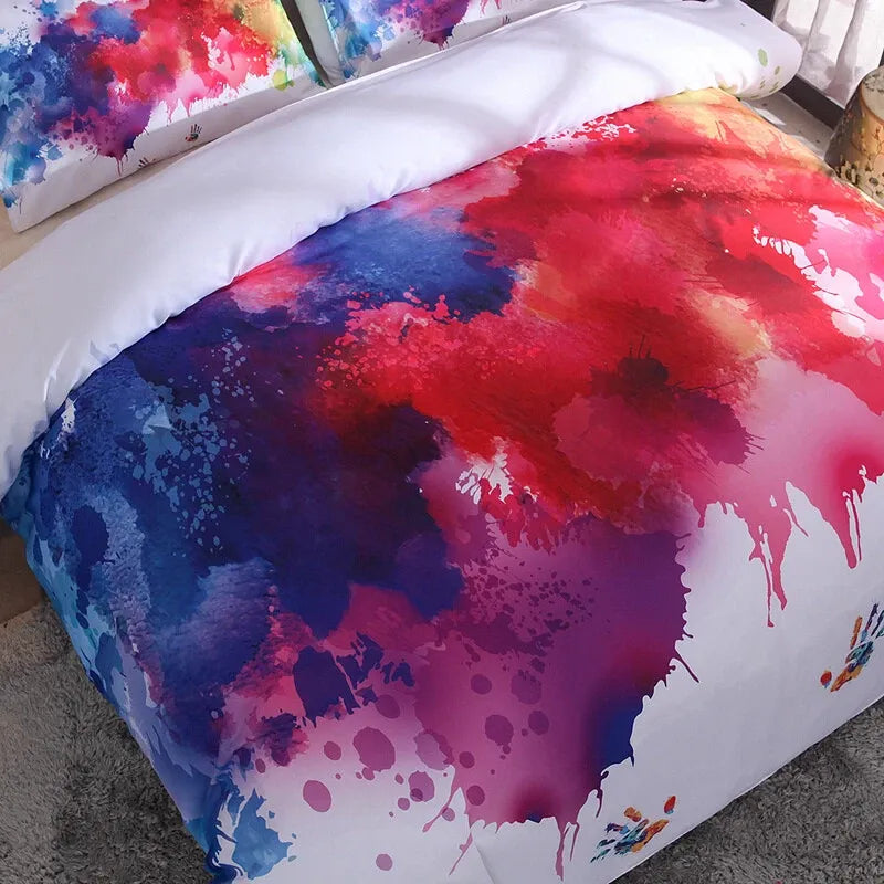 Bianco Watercolour Splash Canvas Quilt / Doona / Duvet Cover set