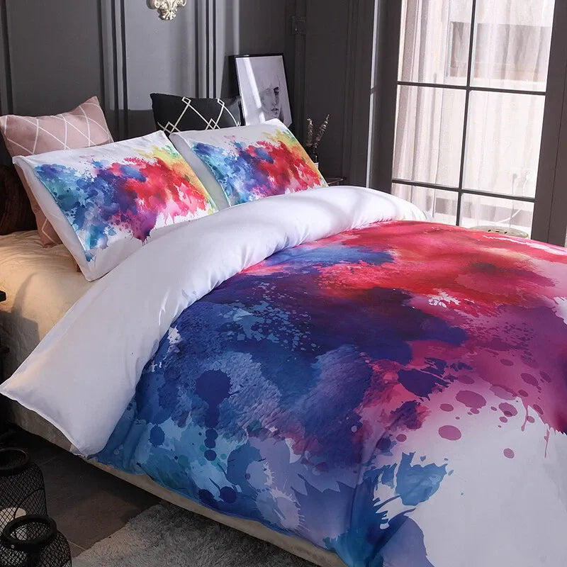Bianco Watercolour Splash Canvas Quilt / Doona / Duvet Cover set