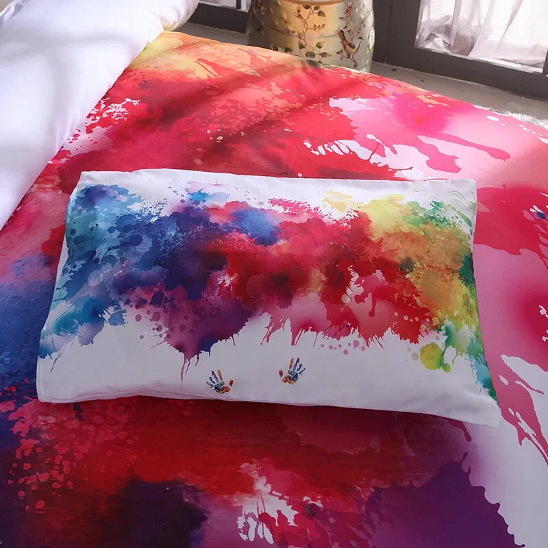 Bianco Watercolour Splash Canvas Quilt / Doona / Duvet Cover set