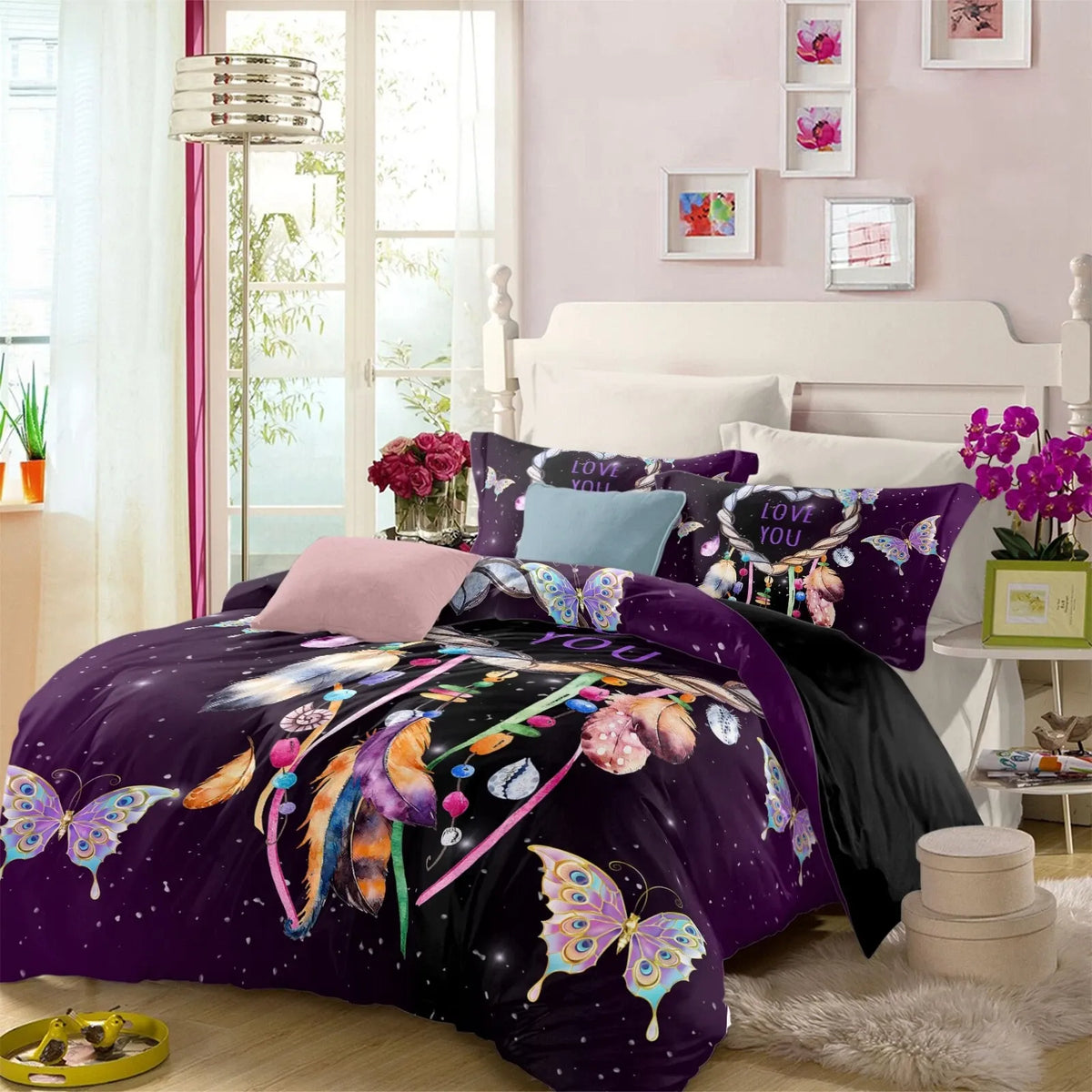 Viola Dreamcatcher Butterfly Love Quilt / Doona / Duvet Cover set