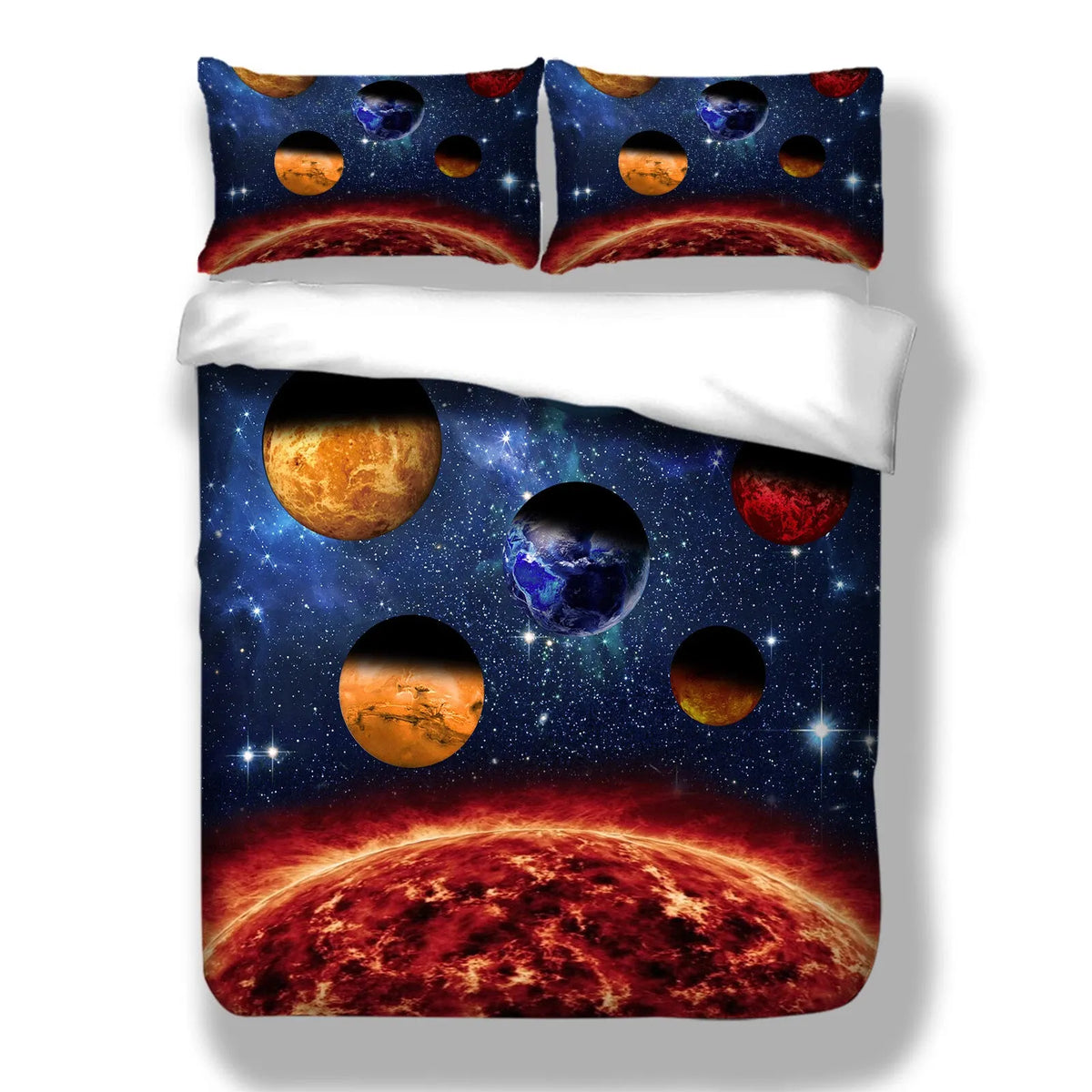 Blu Cosmic Bright Planet Galaxy Quilt / Doona / Duvet Cover set