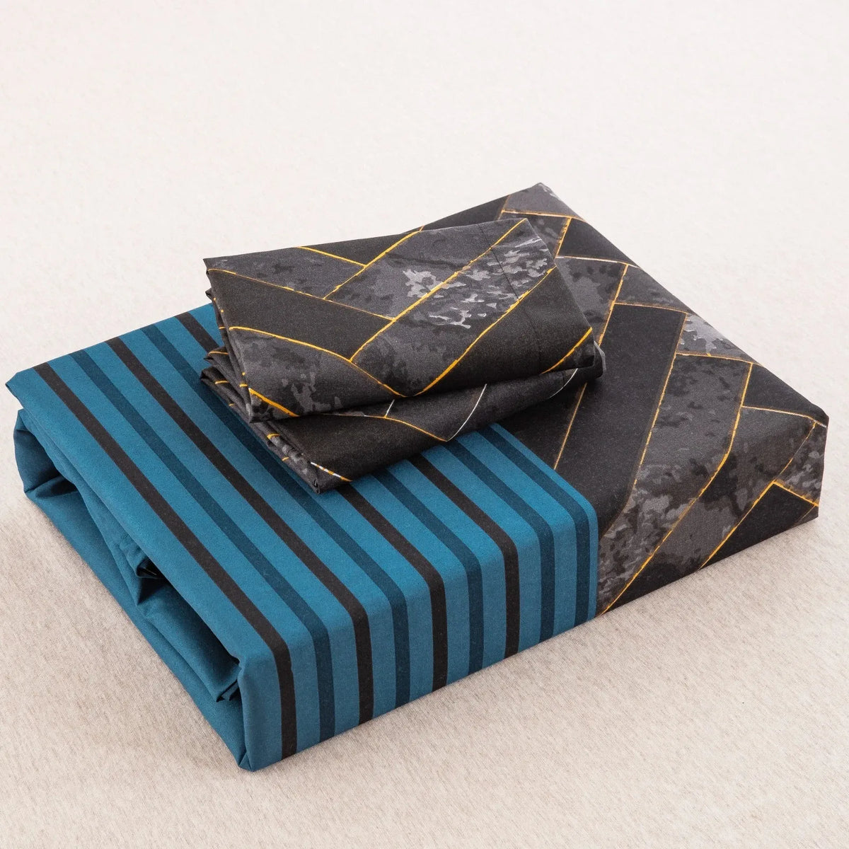 Marble Teal Nero Chevron Luxe Quilt Cover set
