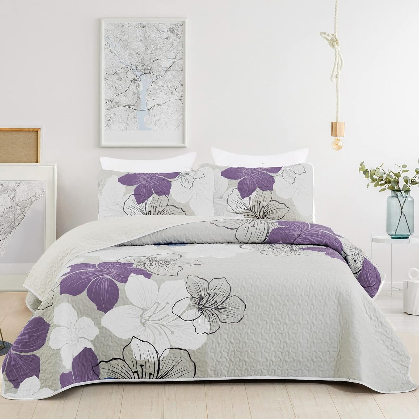 Serene Quilted bedspread and pillowcovers set: Enjoy Tranquil Comfort - Queen size