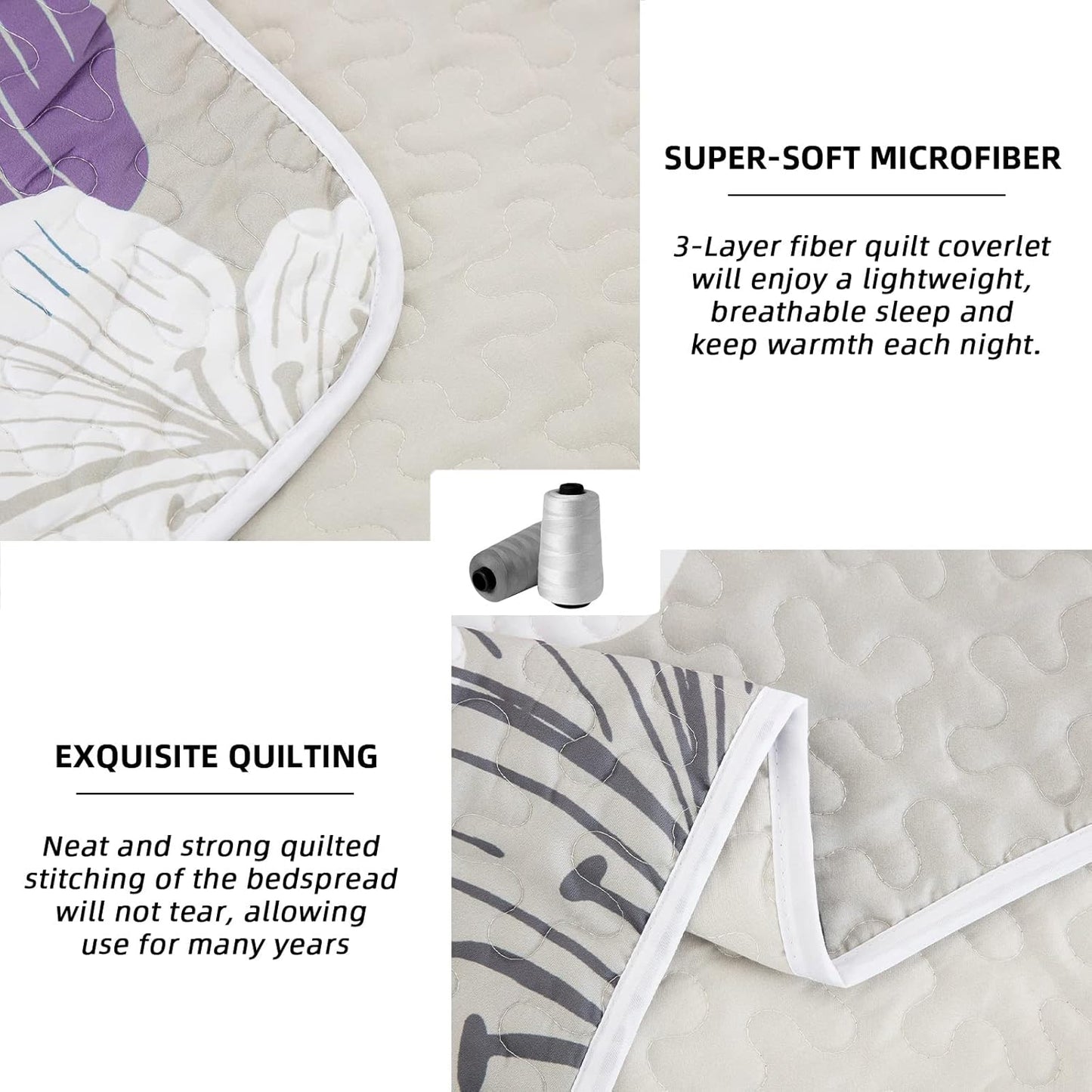 Quilted Bedspread & Pillowcases Set - Serene Enjoy Tranquil Comfort - Queen