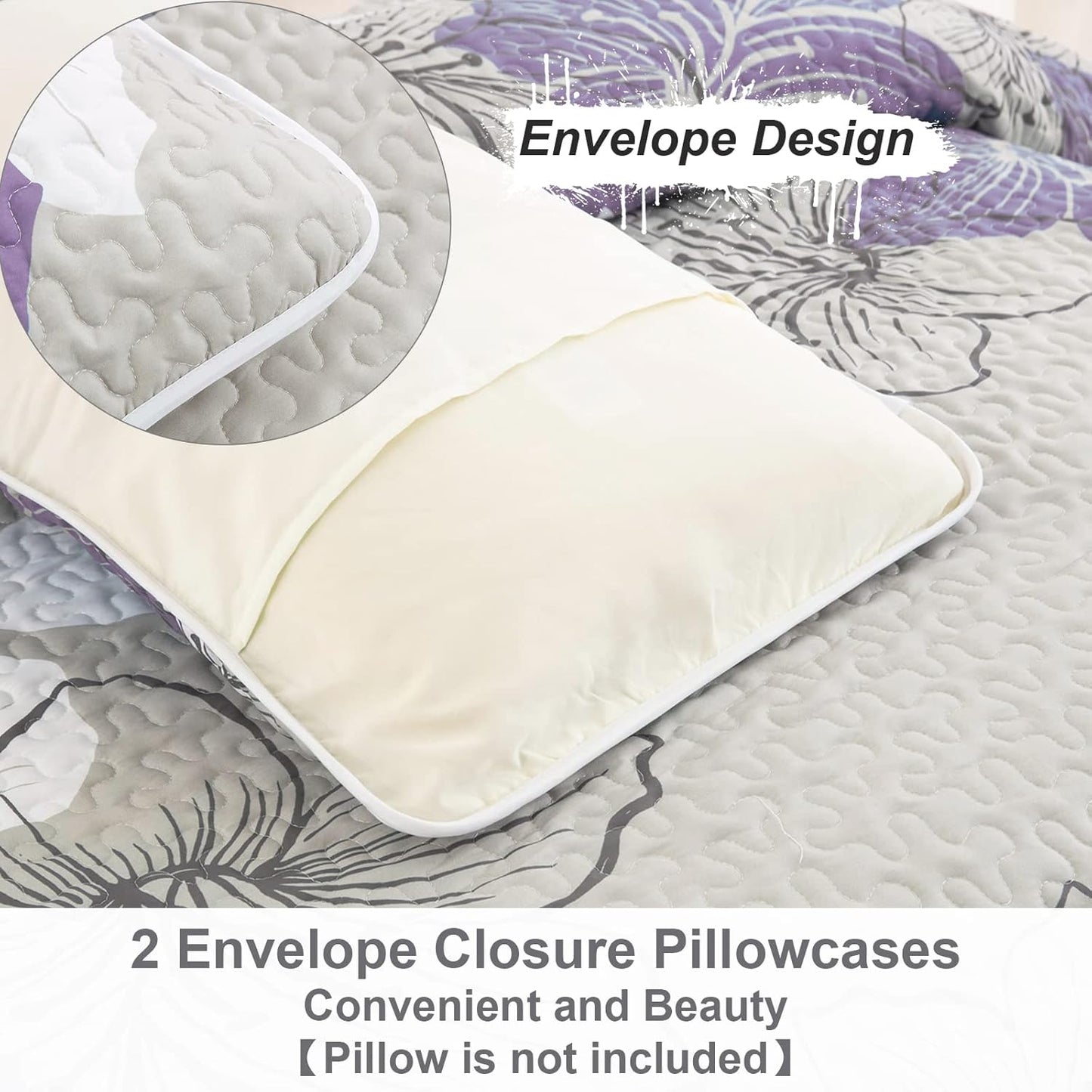 Quilted Bedspread & Pillowcases Set - Serene Enjoy Tranquil Comfort - Queen