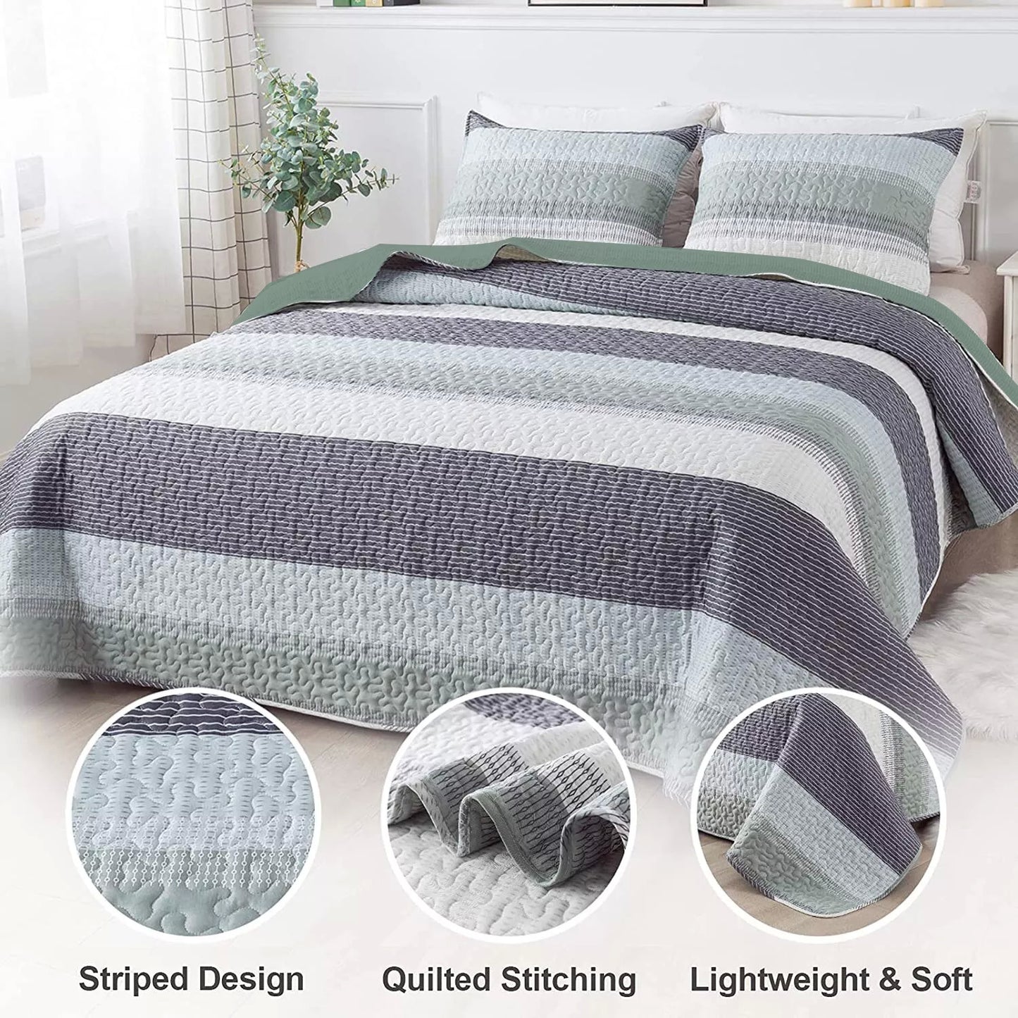 Ethereal Quilted Bedspread & Pillowcases Set - A Dreamy Addition to Your Home - Queen