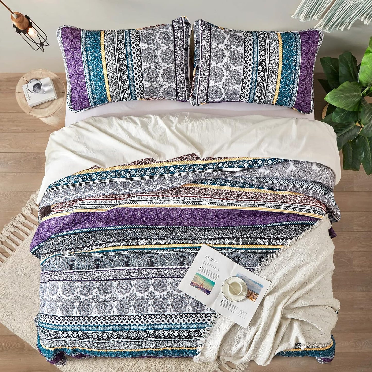 Quilted Bedspread & Pillowcases Set - Aesthetic Unify Your Bedroom Look - Queen