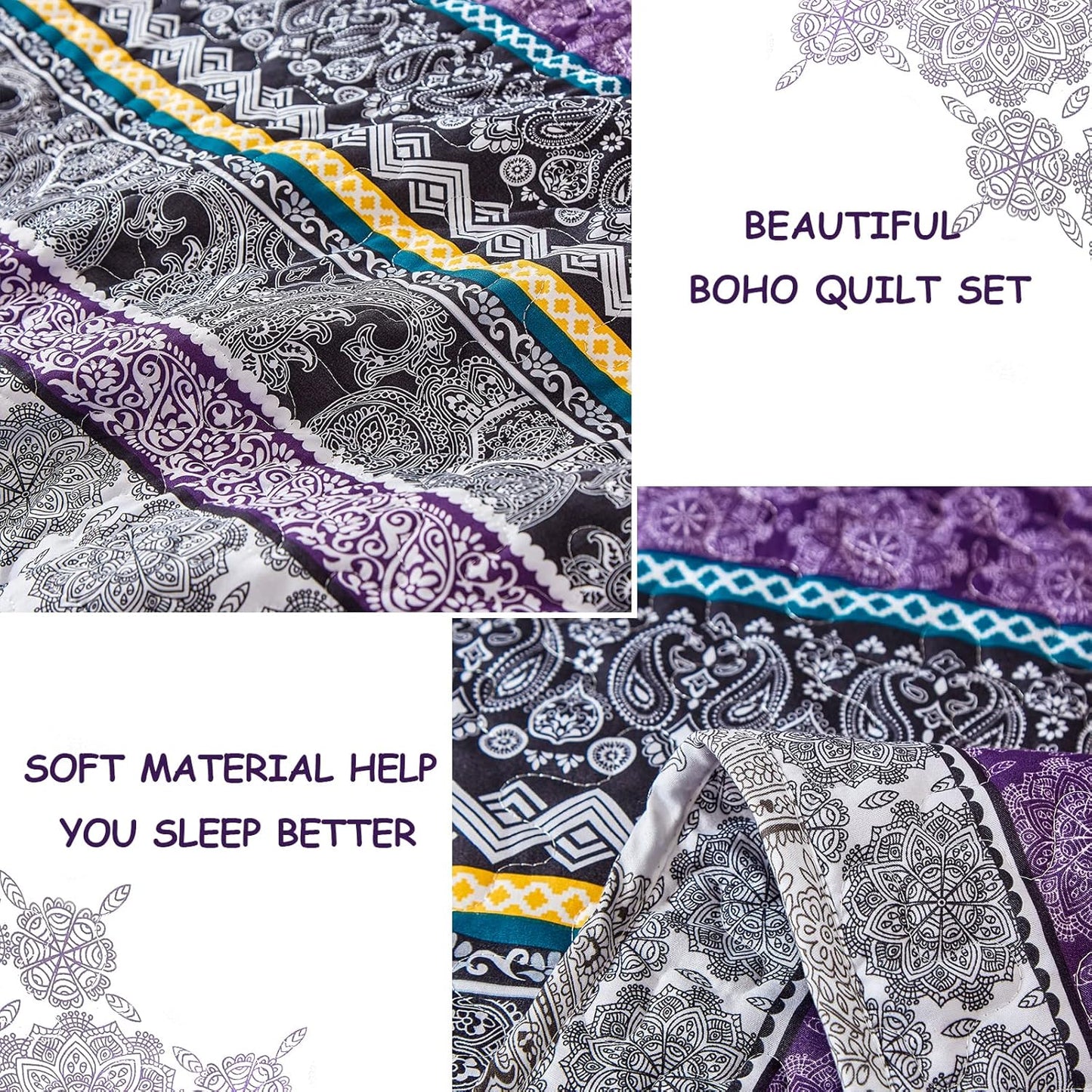 Quilted Bedspread & Pillowcases Set - Aesthetic Unify Your Bedroom Look - Queen