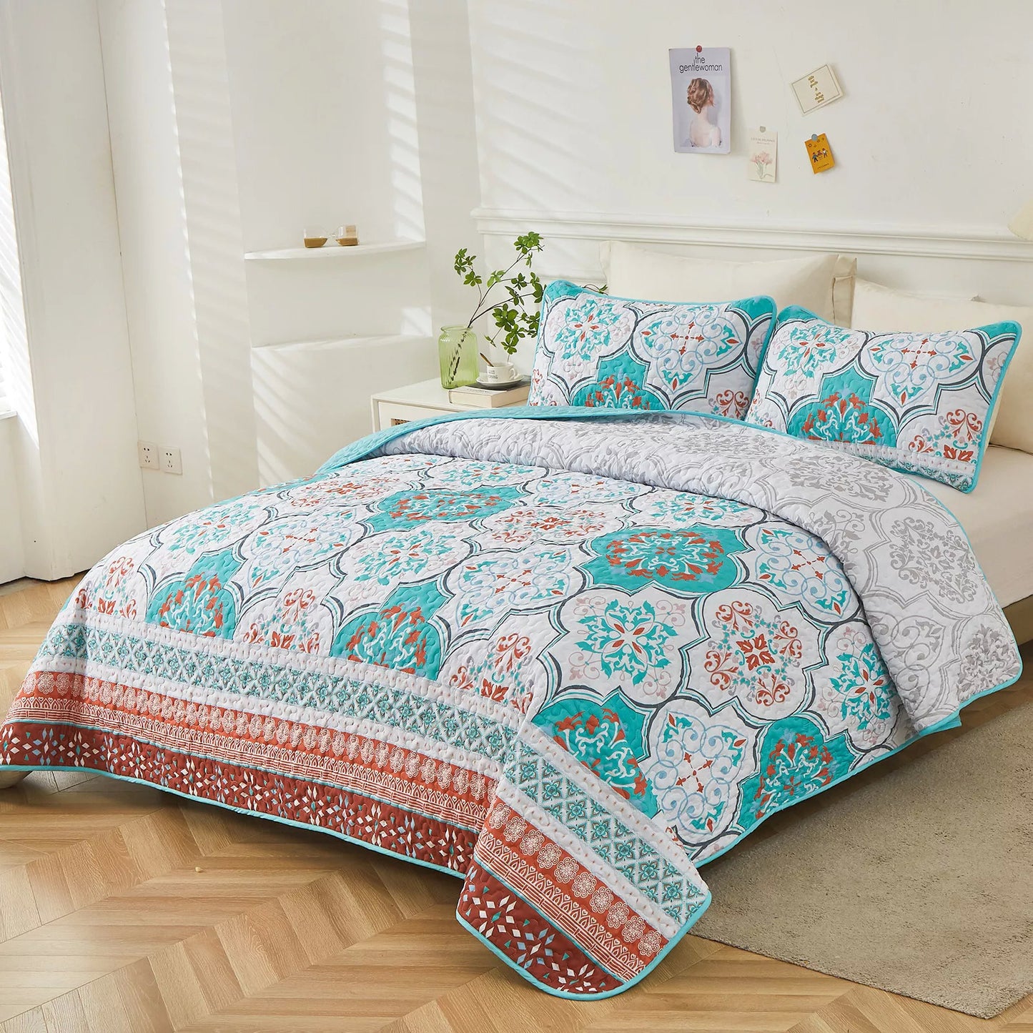 Quilted Bedspread & Pillowcases Set - Opulent Touch of Elegance - Queen