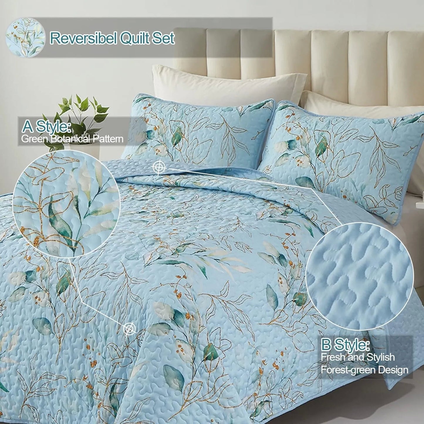 Quilted Coverlet & Pillowcases Set - Heavenly Cozy & Warm - Queen