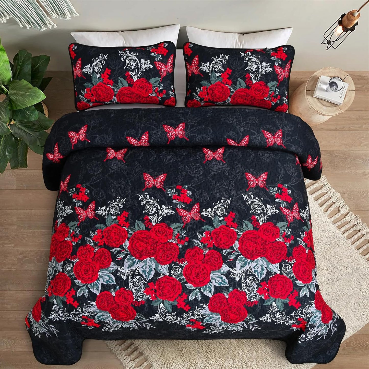 Quilted Coverlet & Pillowcases Set - Universal Fits Any Decor Style - Queen