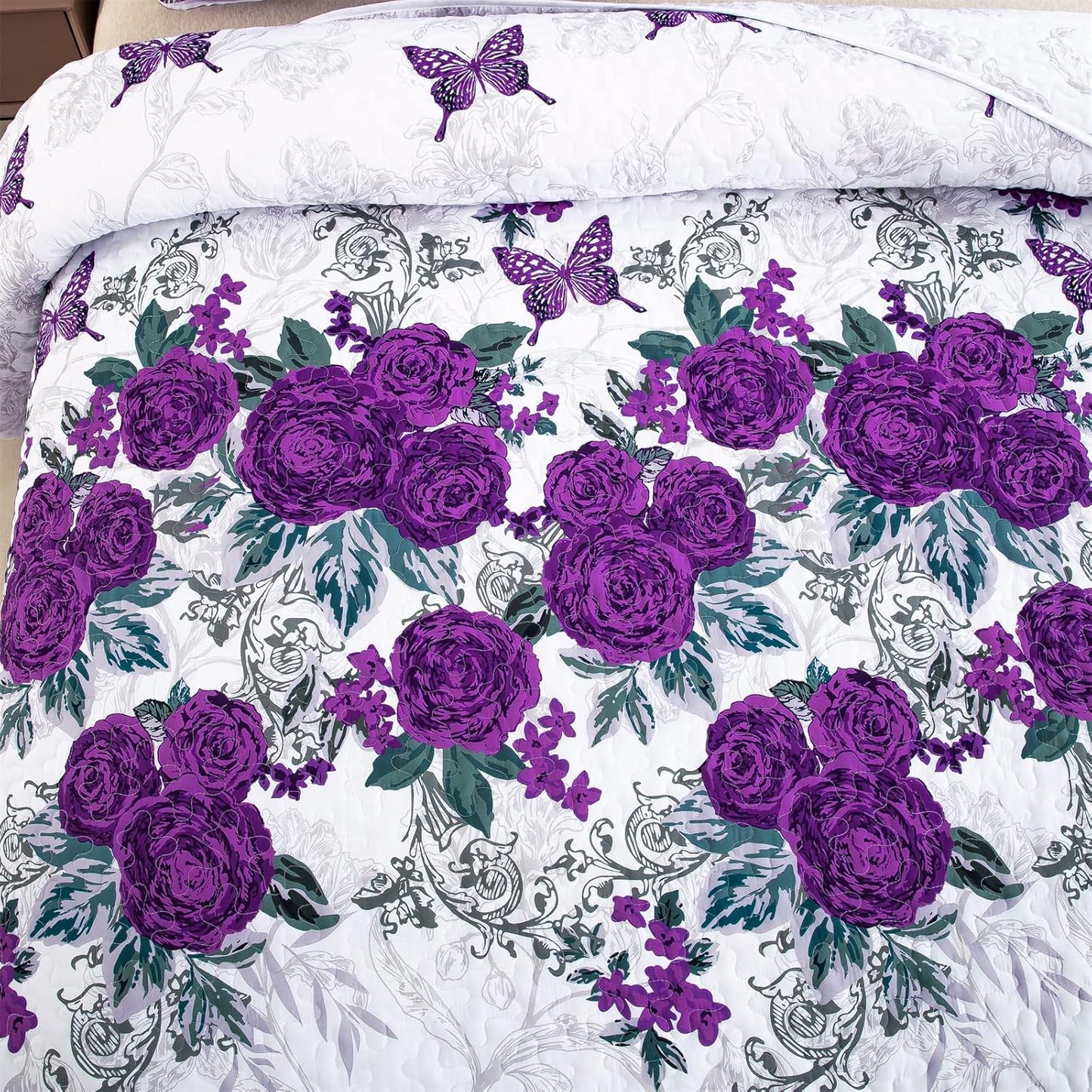 Quilted Coverlet & Pillowcases Set - Eclectic Add Unique Flair - Queen