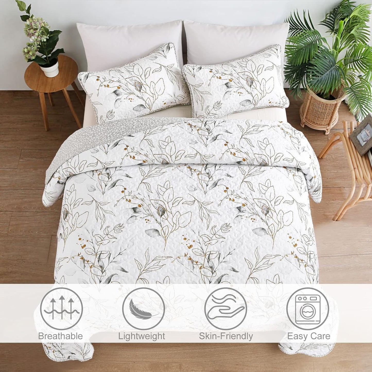 Breathtaking Quilted Coverlet & Pillowcases Set - Transform Your Bedroom's Look - Queen