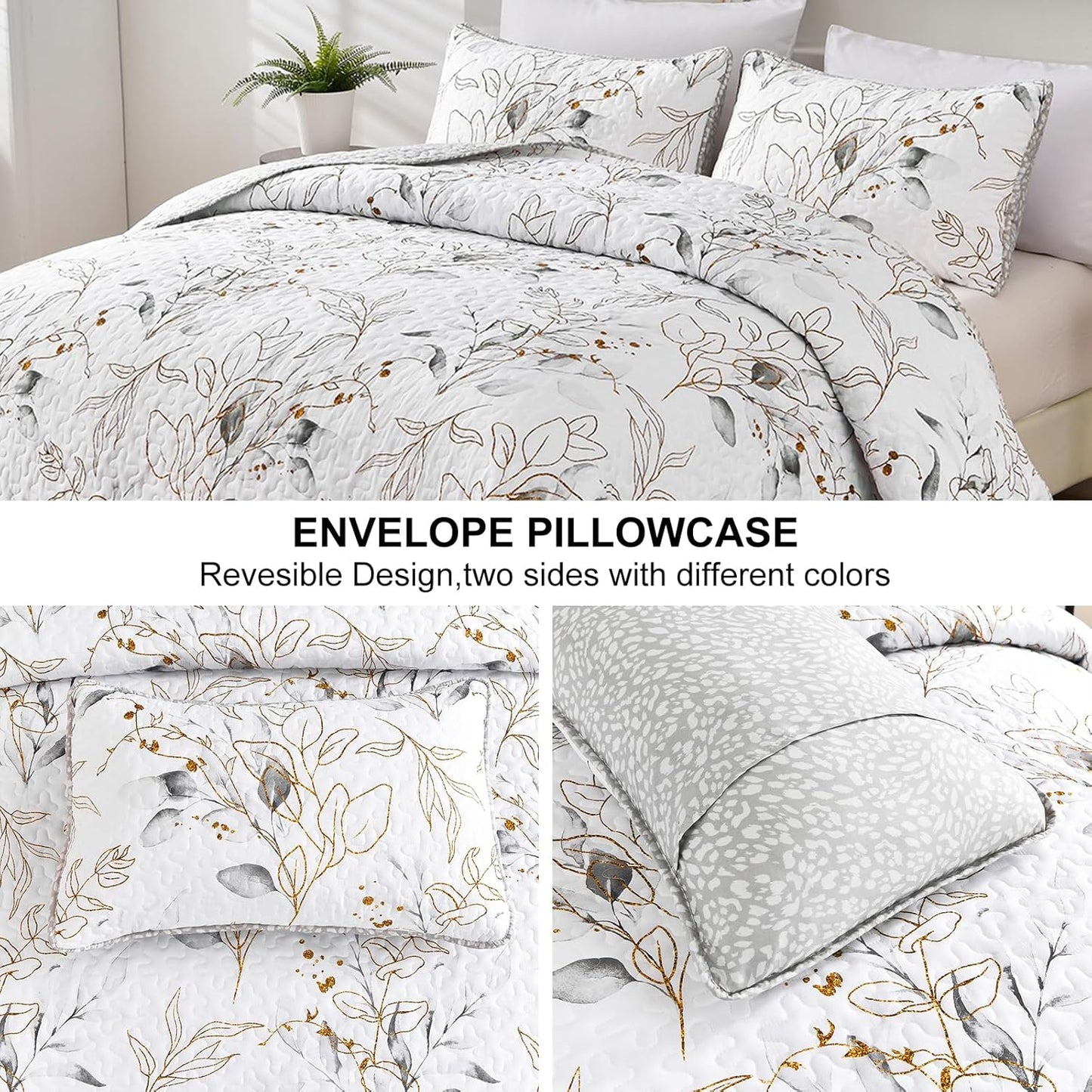 Breathtaking Quilted Coverlet & Pillowcases Set - Transform Your Bedroom's Look - Queen