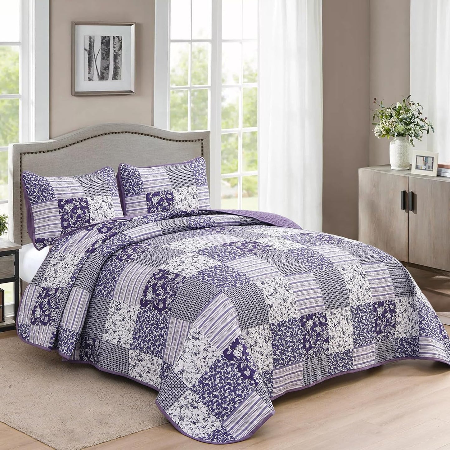 Harmonious Quilted Bedspread & Pillowcases Set - Perfect Balance of Style - Queen