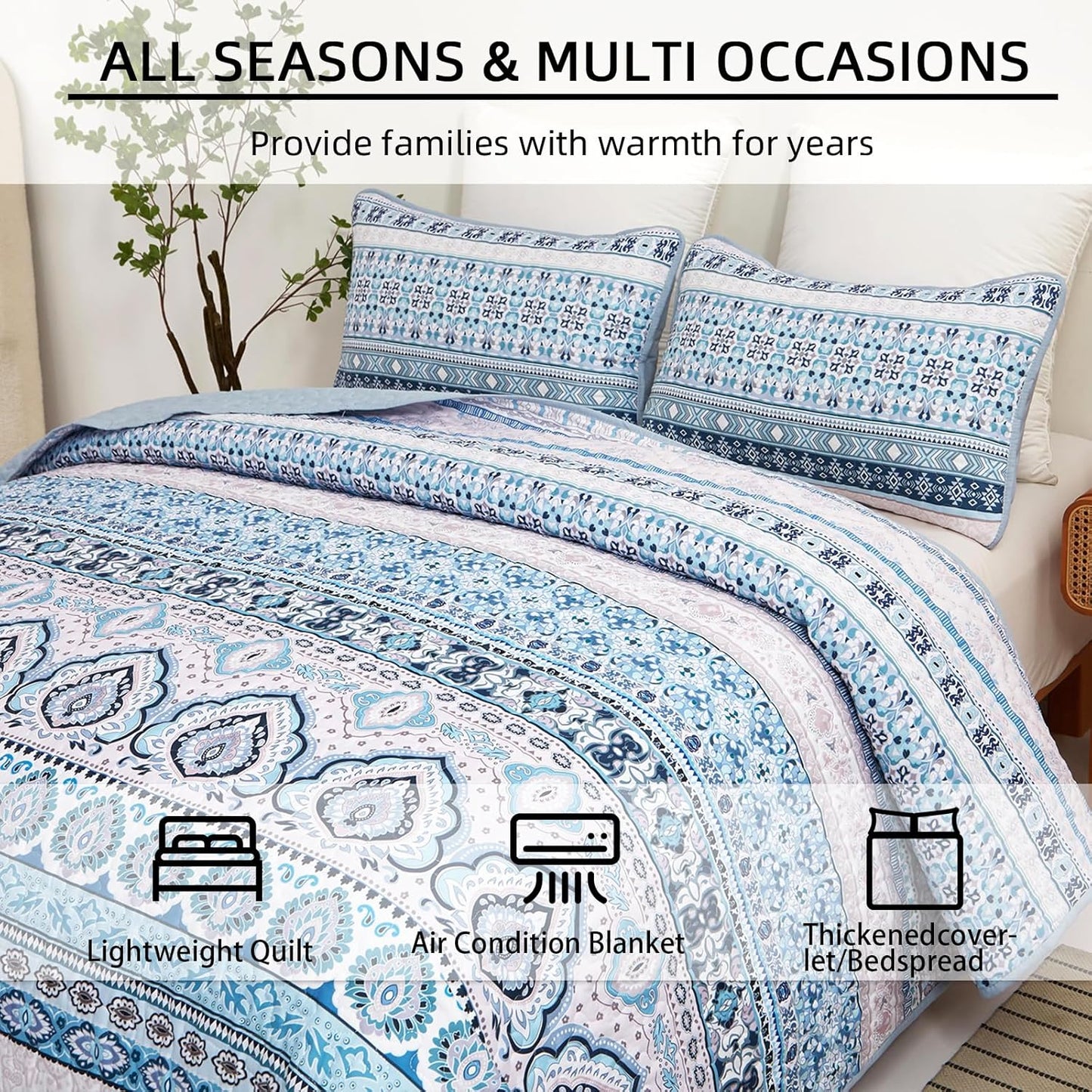 Cozy Quilted Coverlet & Pillowcases Set - A Hug for Your Bed - Queen