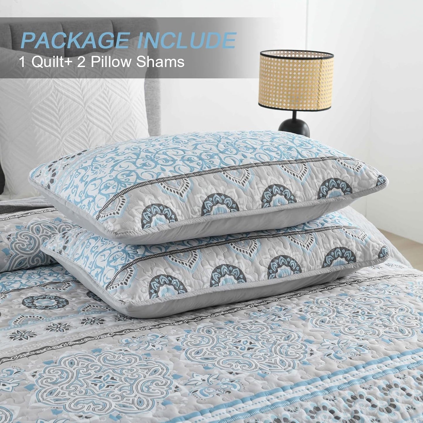 Quilted Coverlet & Pillowcases Set - Joyful Brighten Up Your Bedroom - Queen