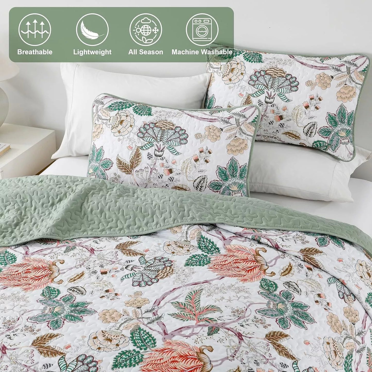 Understated Quilted coverlet and pillowcovers set: Subtle Elegance - Queen size