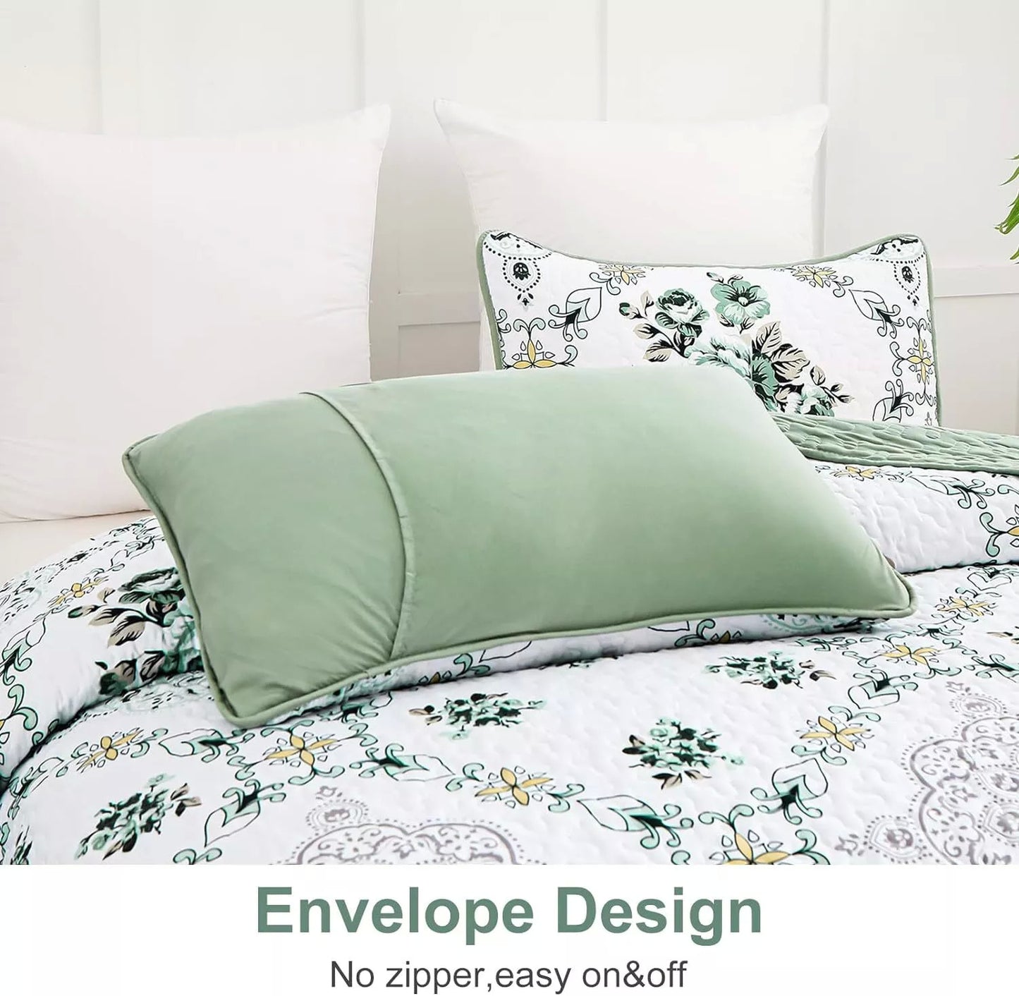 Quilted Bedspread & Pillowcases Set - Exquisite Touch of Elegance - Queen