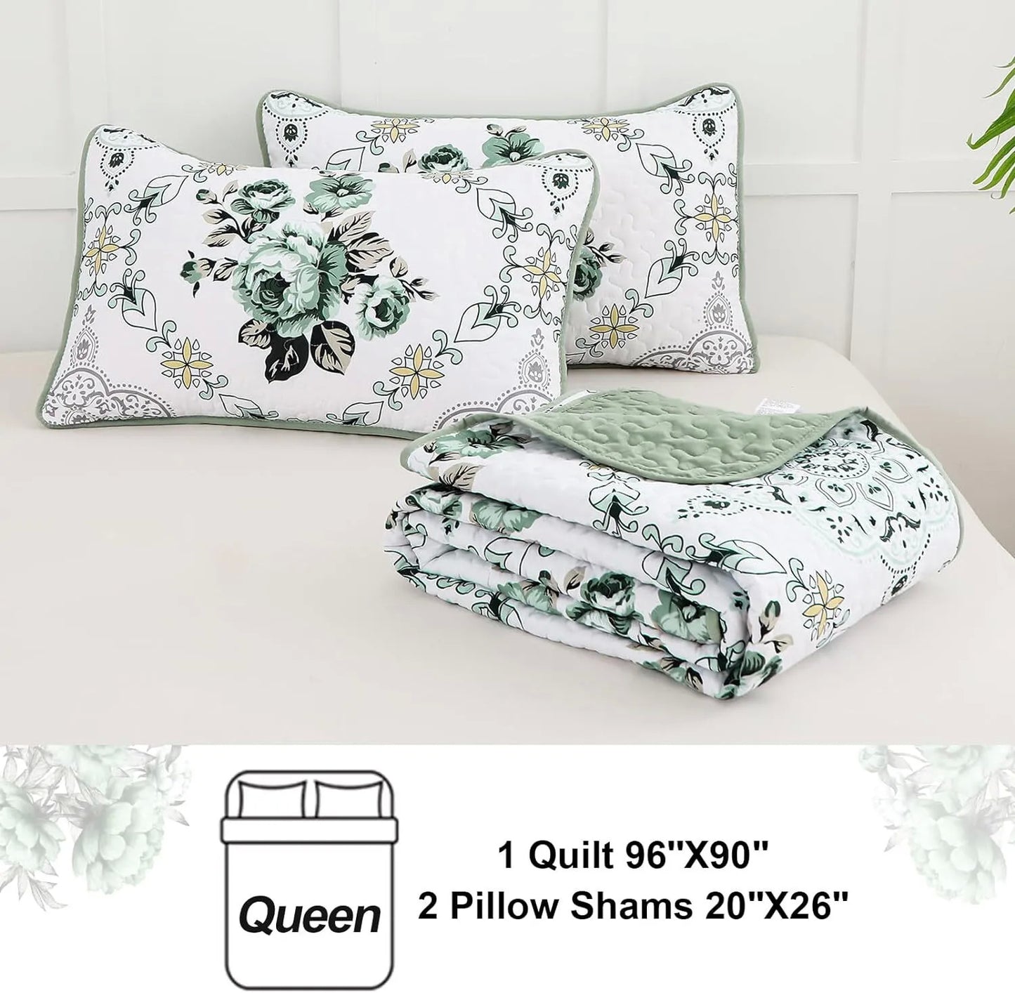 Quilted Bedspread & Pillowcases Set - Exquisite Touch of Elegance - Queen