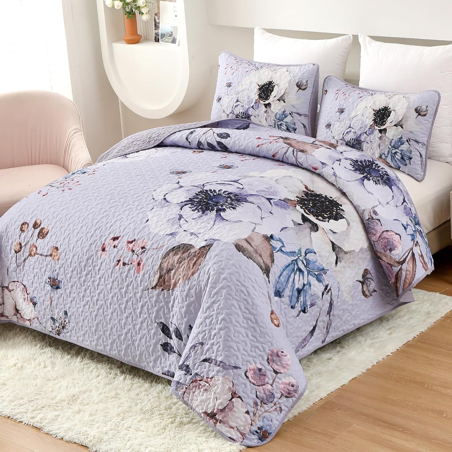 Quilted Coverlet & Pillowcases Set - Beautiful Comfortable & Versatile - Queen