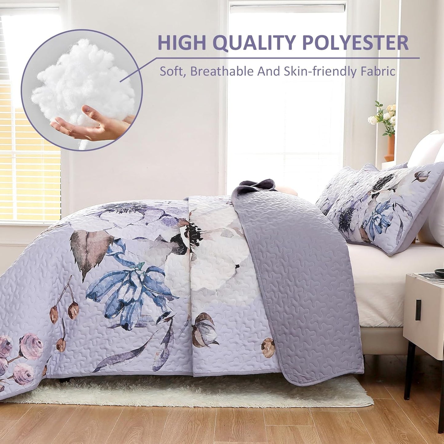 Quilted Coverlet & Pillowcases Set - Beautiful Comfortable & Versatile - Queen