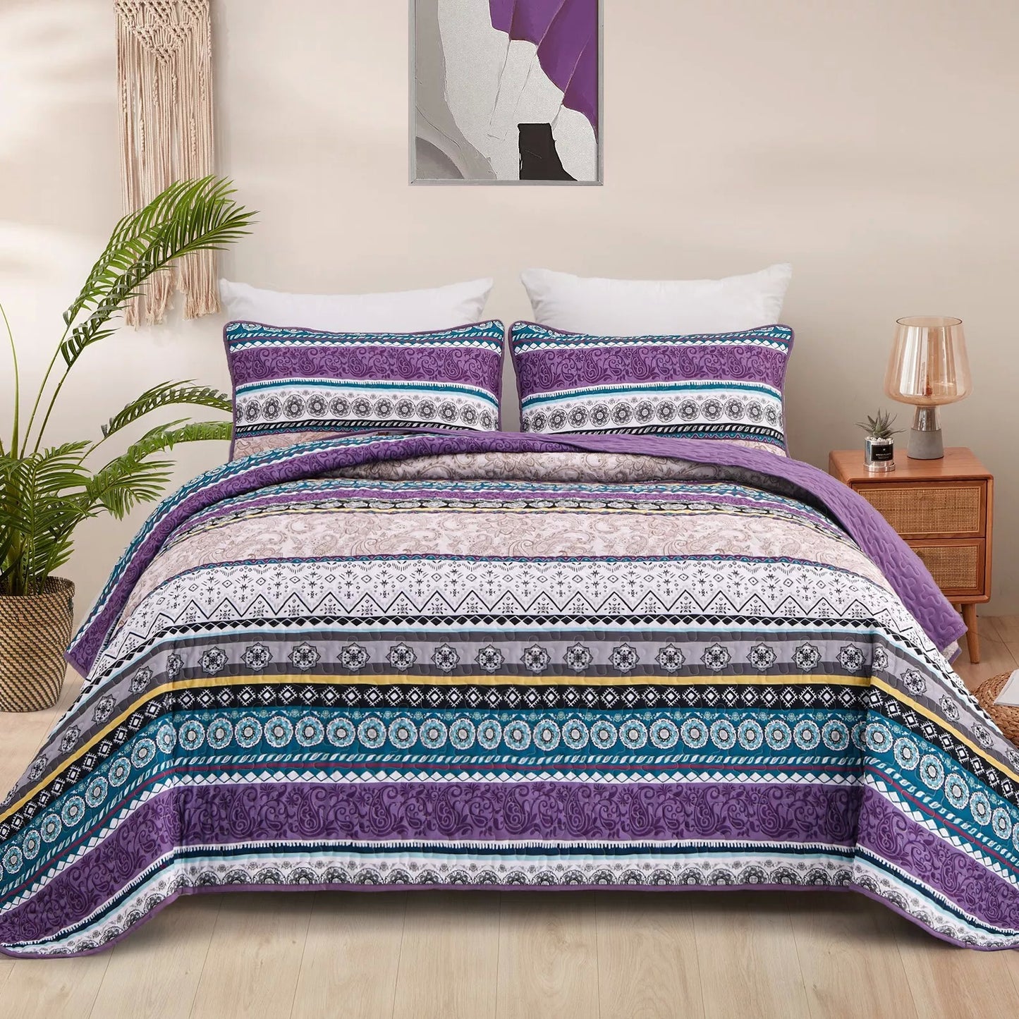 Hygge Quilted bedspread and pillowcovers set: Embrace Cozy Living - Queen size