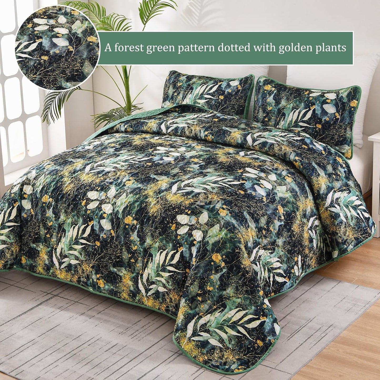 Quilted Coverlet & Pillowcases Set - Lush Soft & Cozy Feel - Queen