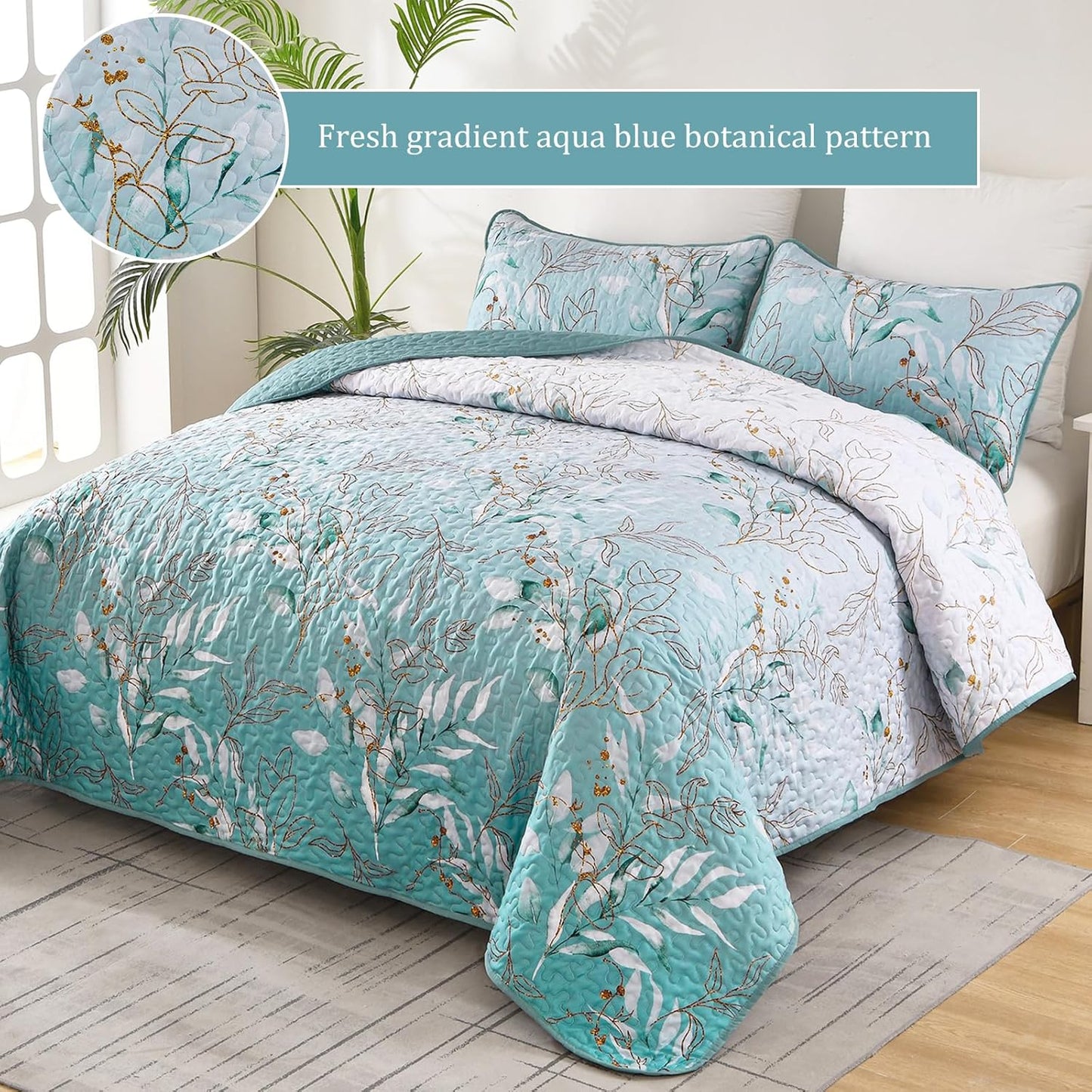 Quilted Bedspread & Pillowcases Set - Radiating Shine in Your Bedroom - Queen