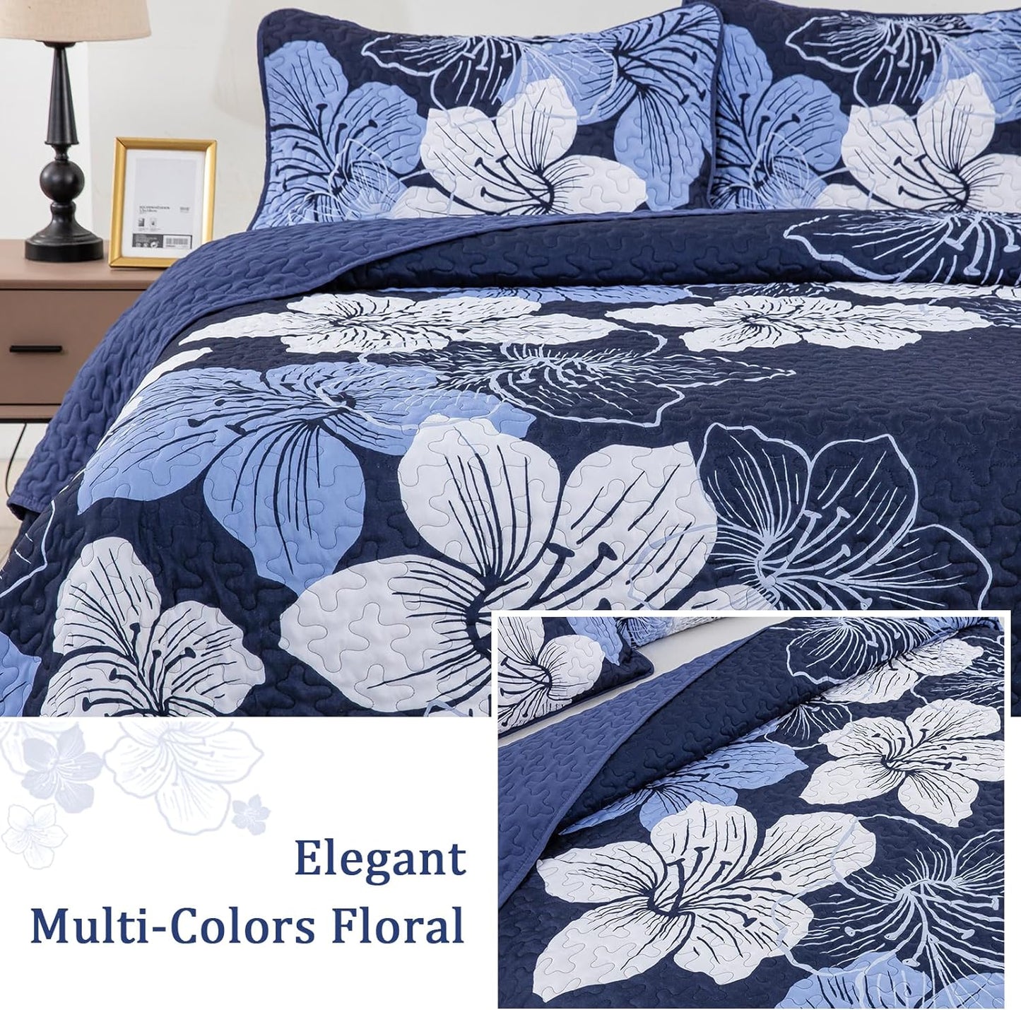 Quilted Coverlet & Pillowcases Set - Lavish Luxurious Comfort for Bed - Queen