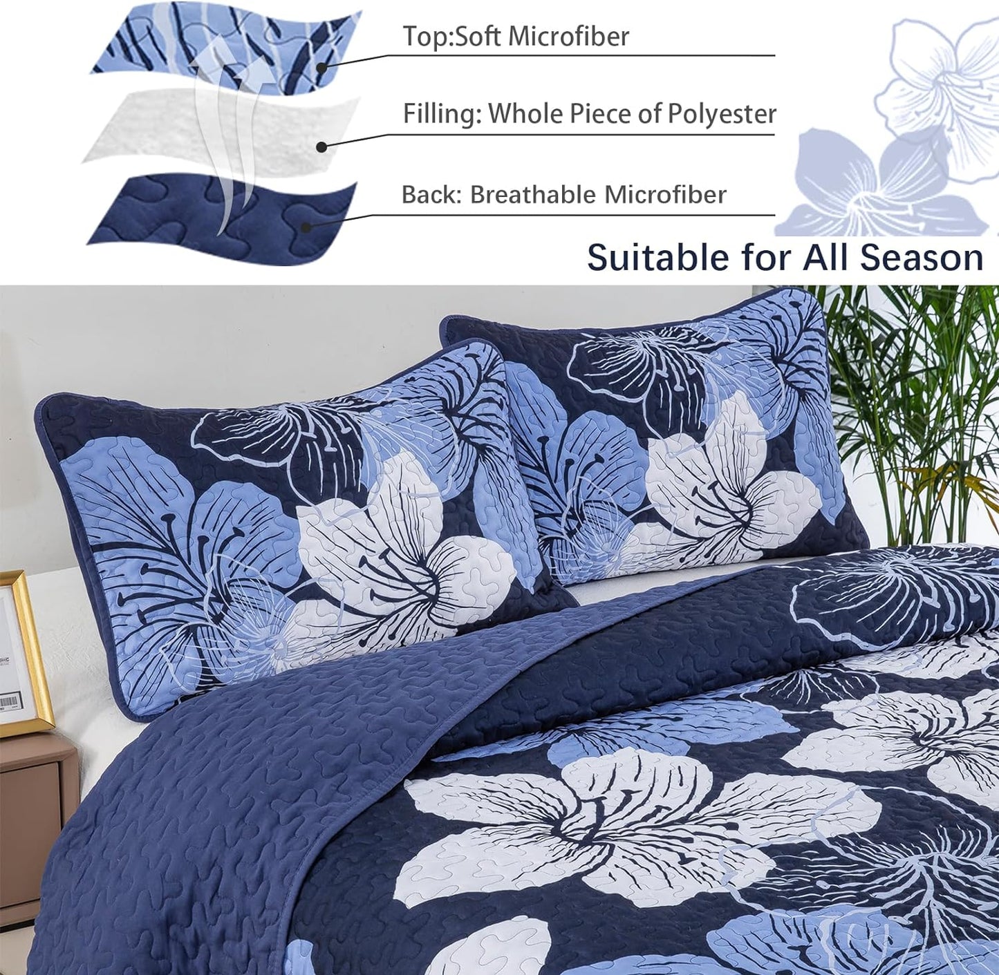 Lavish Quilted Coverlet and Pillowcases Set: Luxurious Comfort for Your Bed - Queen size