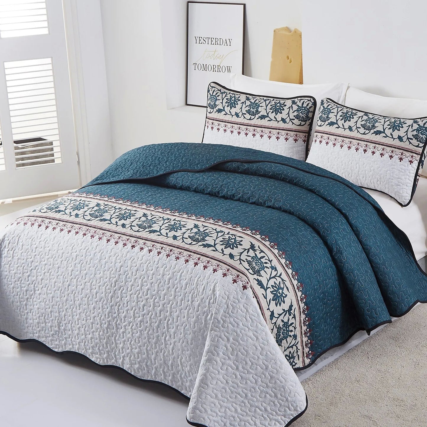 Distinguished Quilted Bedspread & Pillowcases Set - Enhance Your Bedroom Appeal - Queen