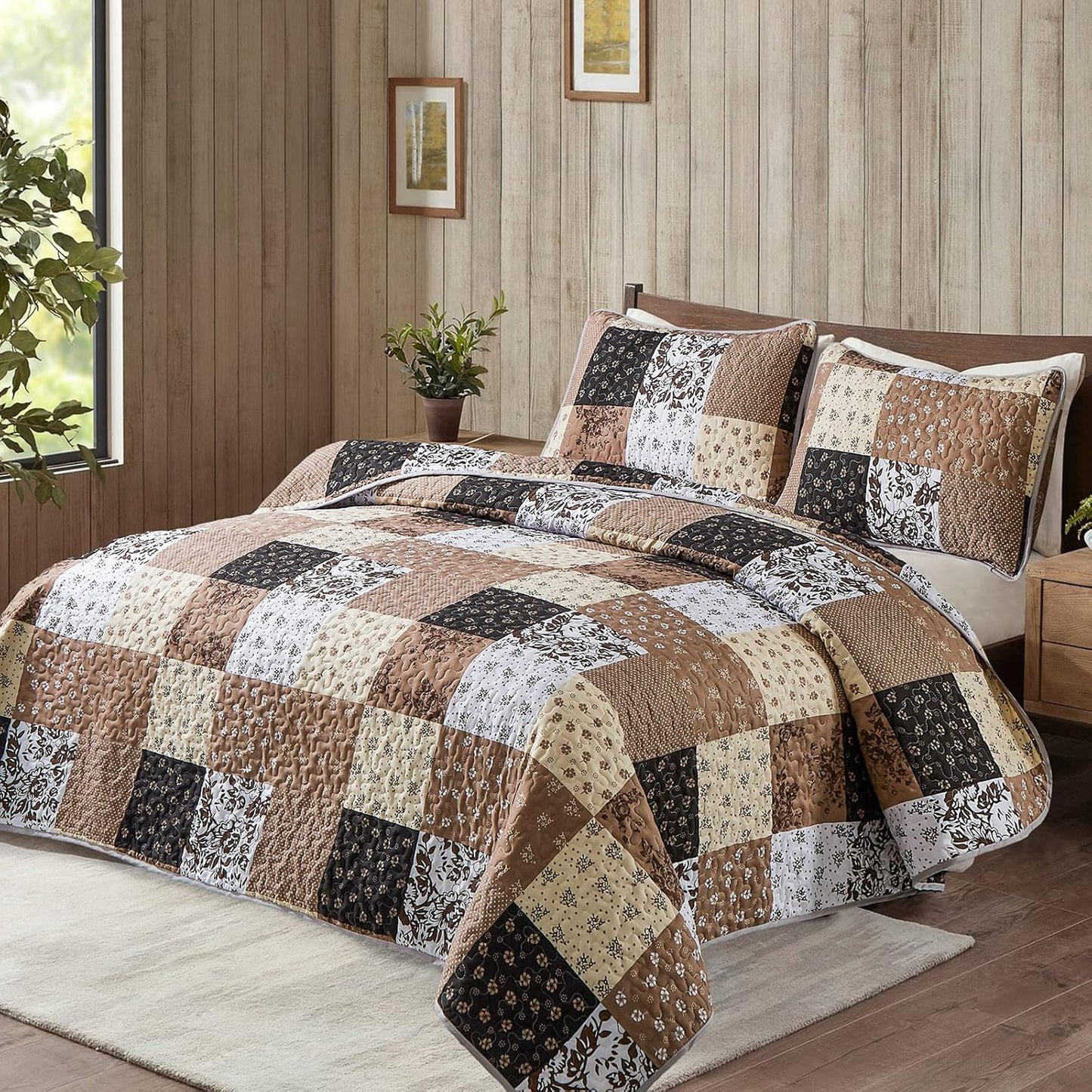 Quilted Coverlet & Pillowcases Set - Winsome Irresistibly Charming - Queen