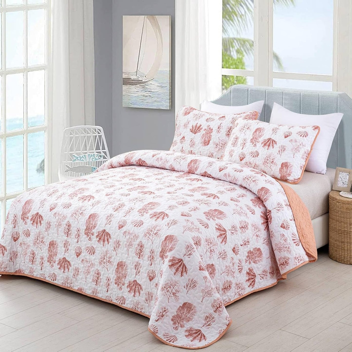 Quilted Bedspread & Pillowcases Set - Sleek Contemporary Style & Comfort - Queen