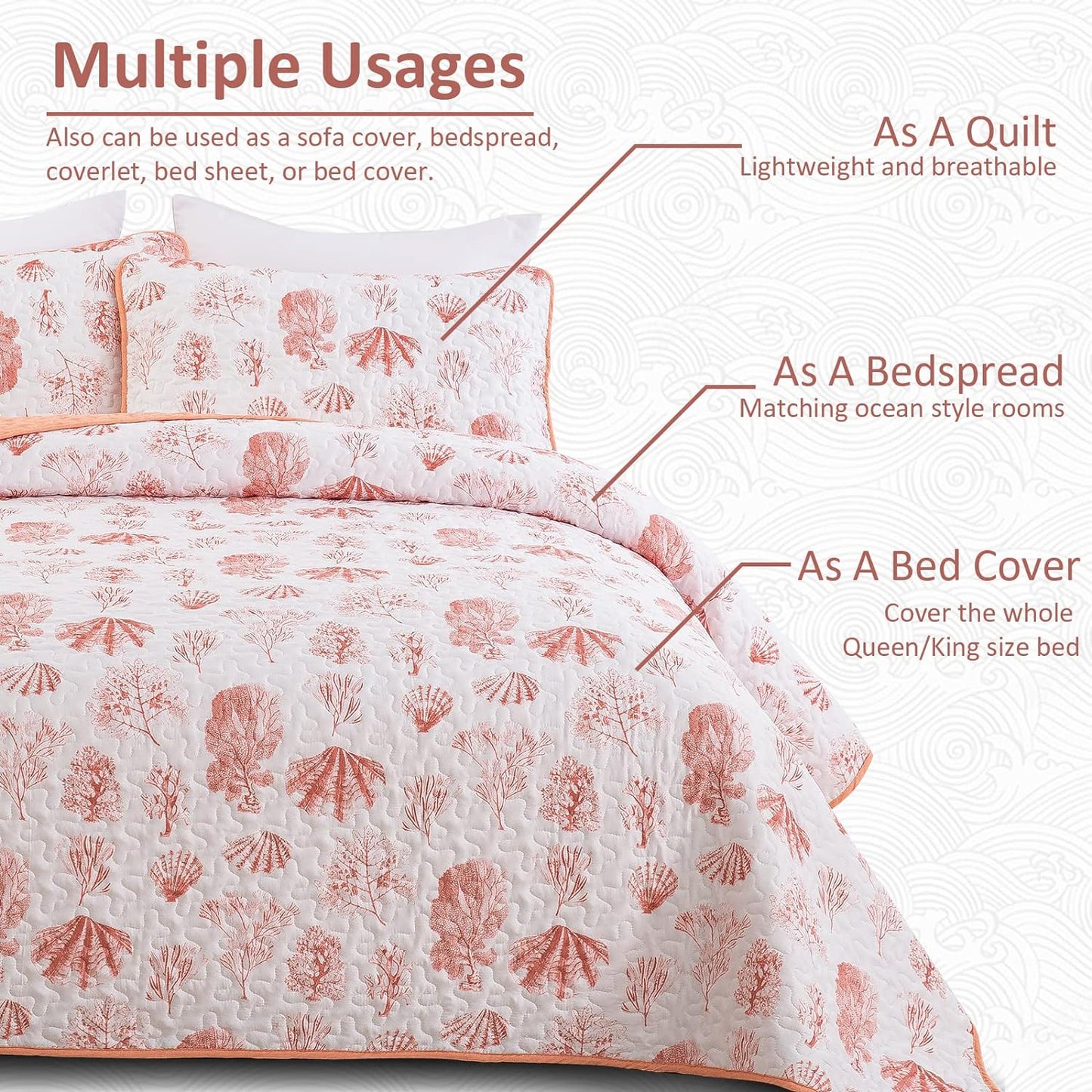 Quilted Bedspread & Pillowcases Set - Sleek Contemporary Style & Comfort - Queen