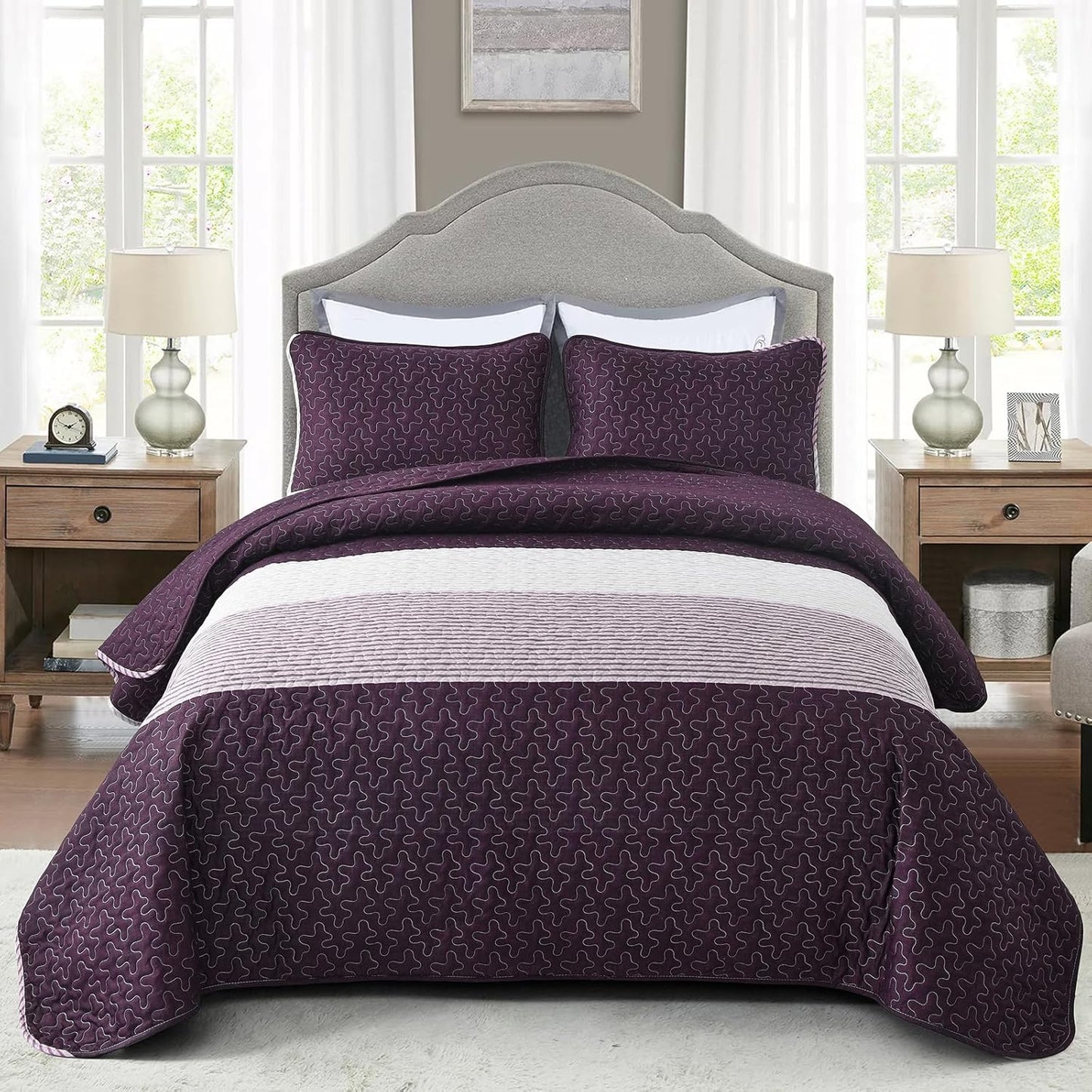 Quilted Coverlet & Pillowcases Set - Radiant Brighten Any Room - Queen