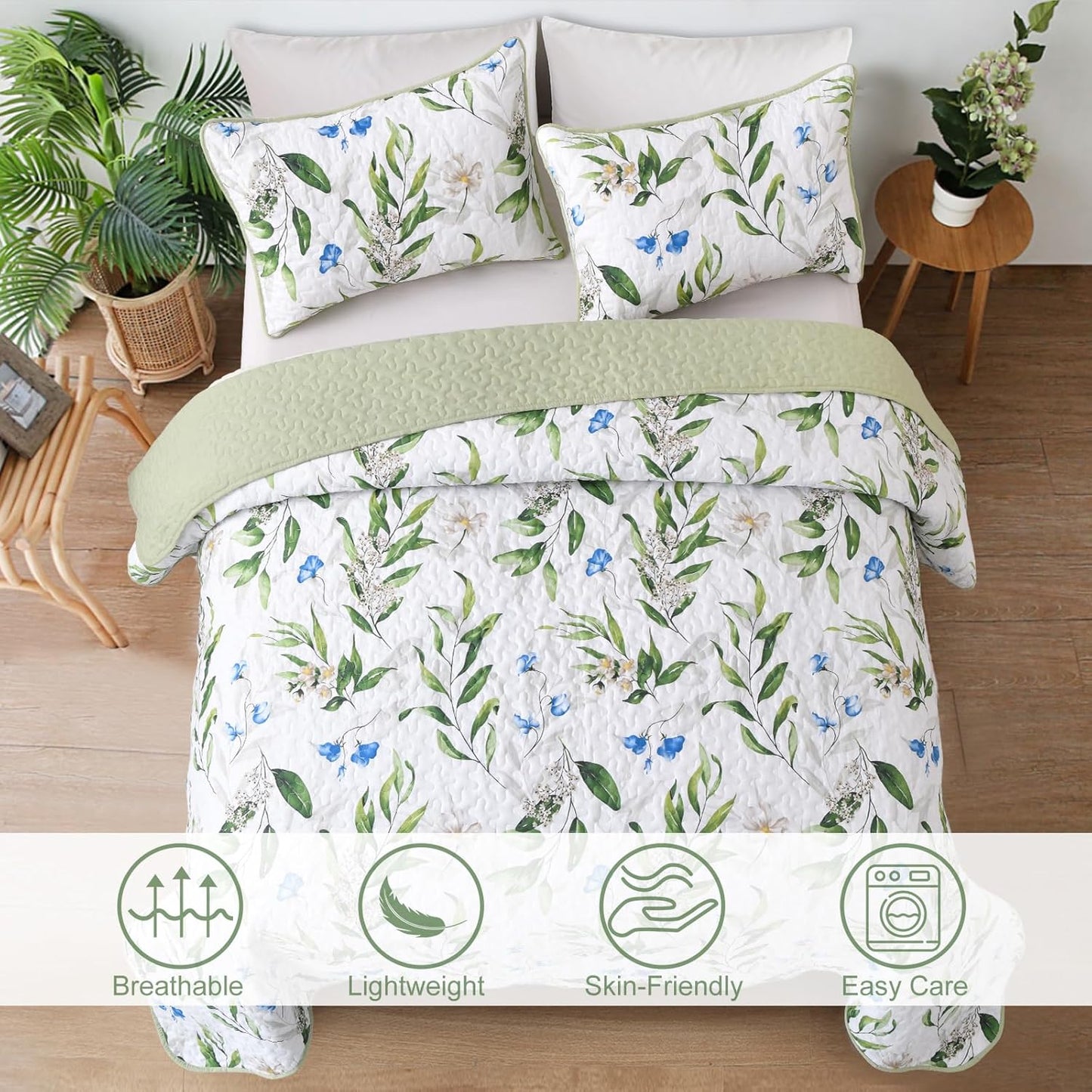 Quilted Coverlet & Pillowcases Set - Fancy Stylish Bedroom Update - Queen