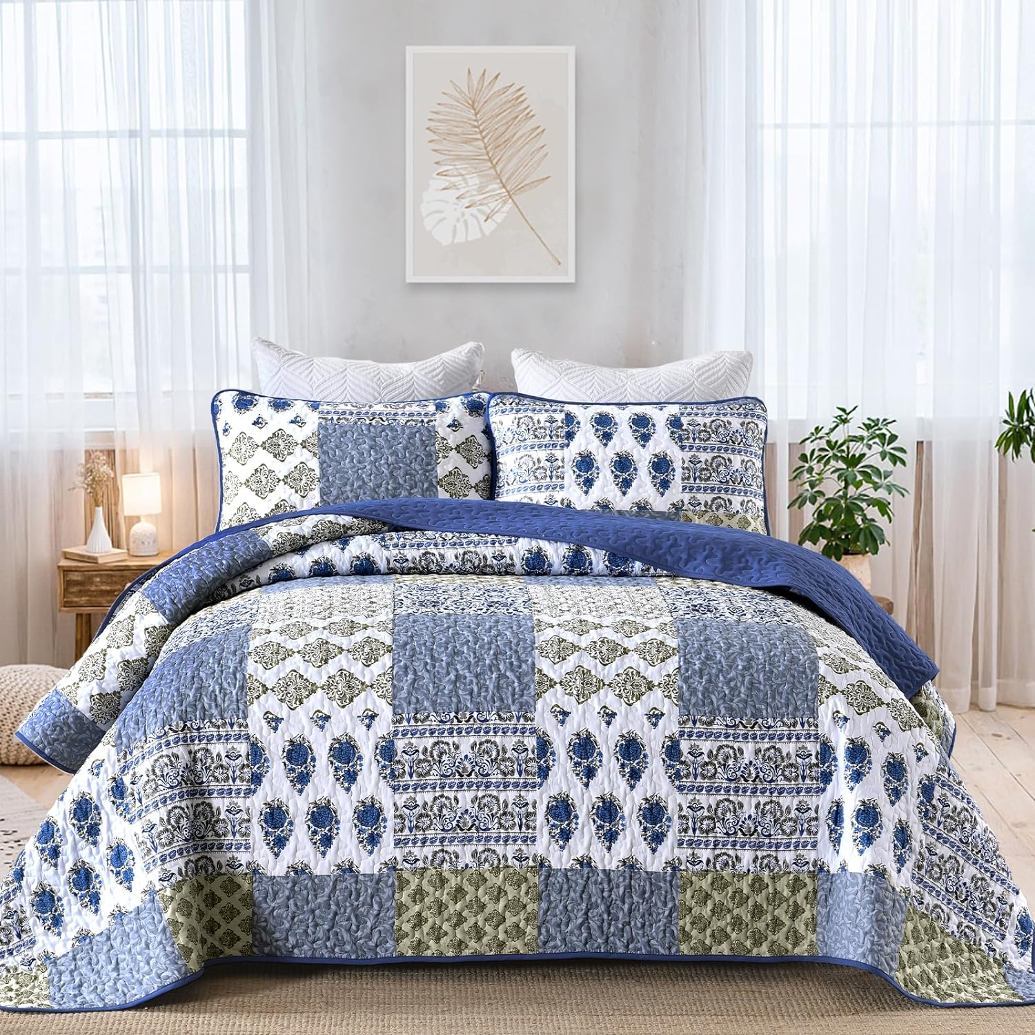 Gorgeous Quilted bedspread and pillowcovers set: Comfortable Elegance - Queen size