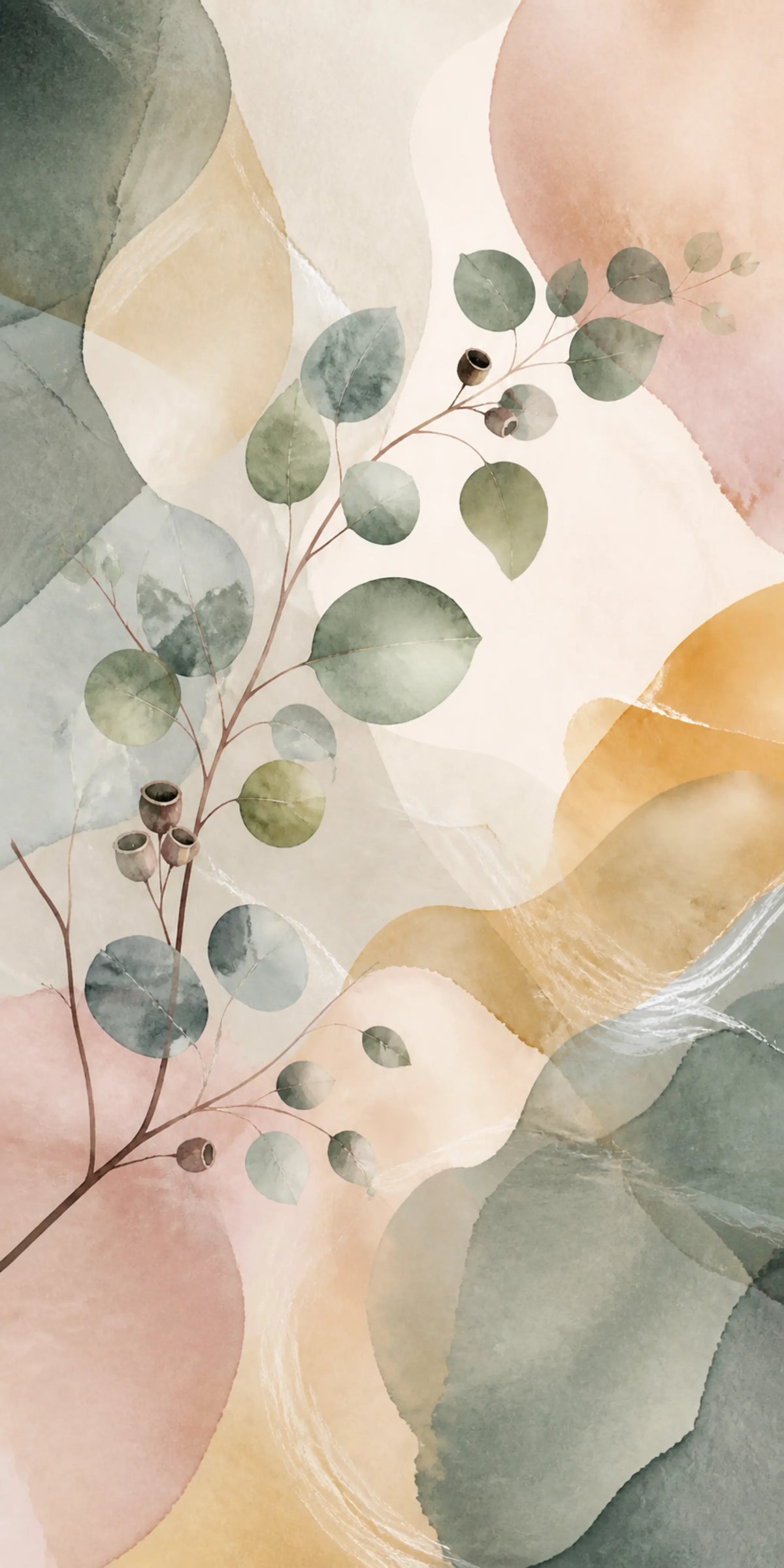 Eucalyptus Reverie Floating Frame Canvas Wall Art - Portrait - 60W x 120H cm - White