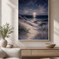 Moonlit Dunes Floating Frame Canvas Wall Art - Portrait - 40W x 50H cm - Natural Birch