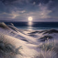 Moonlit Dunes Floating Frame Canvas Wall Art - Portrait - 40W x 50H cm - Natural Birch