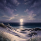 Moonlit Dunes Floating Frame Canvas Wall Art - Portrait - 40W x 50H cm - Natural Birch