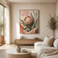 Protea Hush Floating Frame Canvas Wall Art - Portrait - 60W x 80H cm - Black