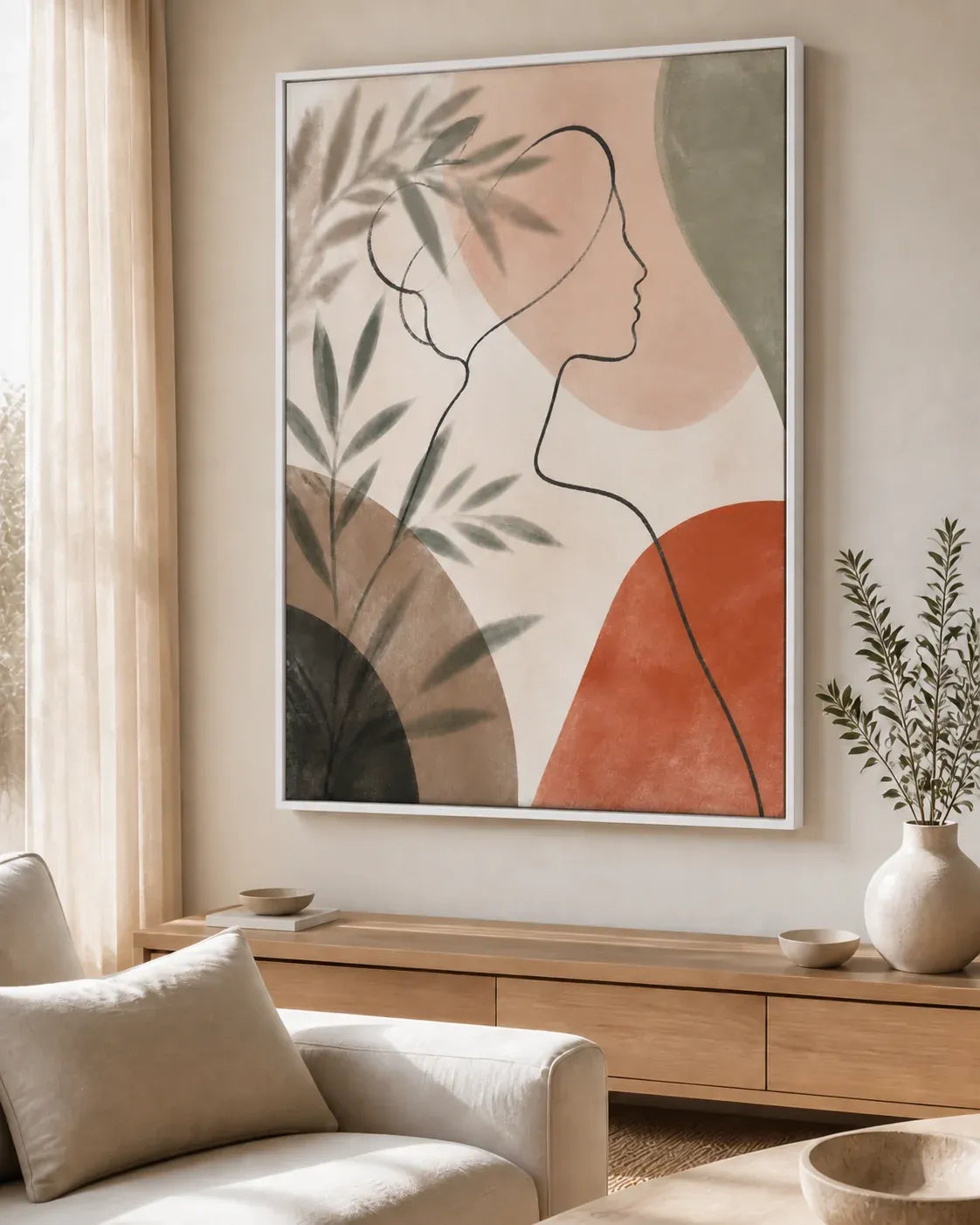 Quiet Muse Floating Frame Canvas Wall Art - Portrait - 60W x 120H cm - White