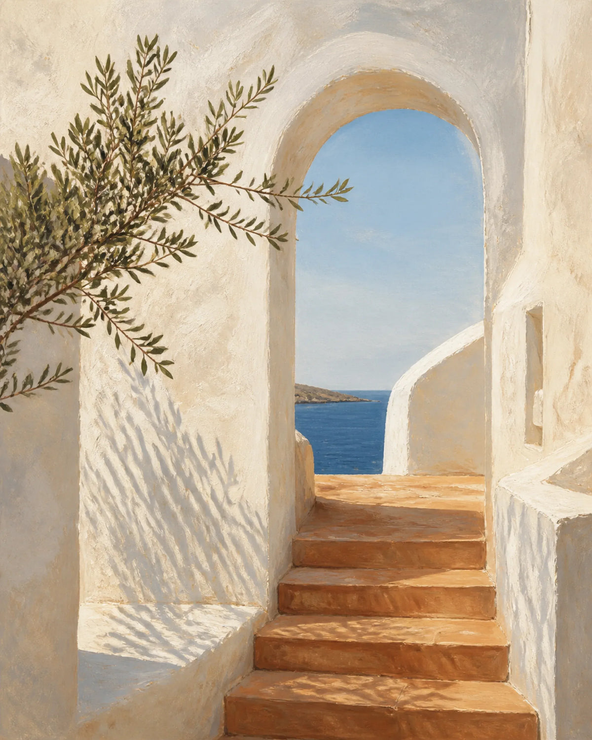 Sunlit Passage Floating Frame Canvas Wall Art - Portrait - 40W x 50H cm - Black
