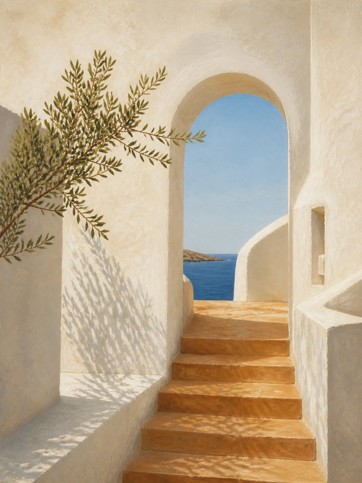 Sunlit Passage Floating Frame Canvas Wall Art - Portrait - 40W x 50H cm - Black