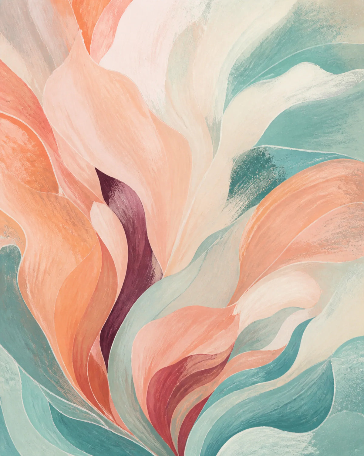 Tidal Bloom Stretched Canvas Wall Art - Portrait - 60W x 120H cm